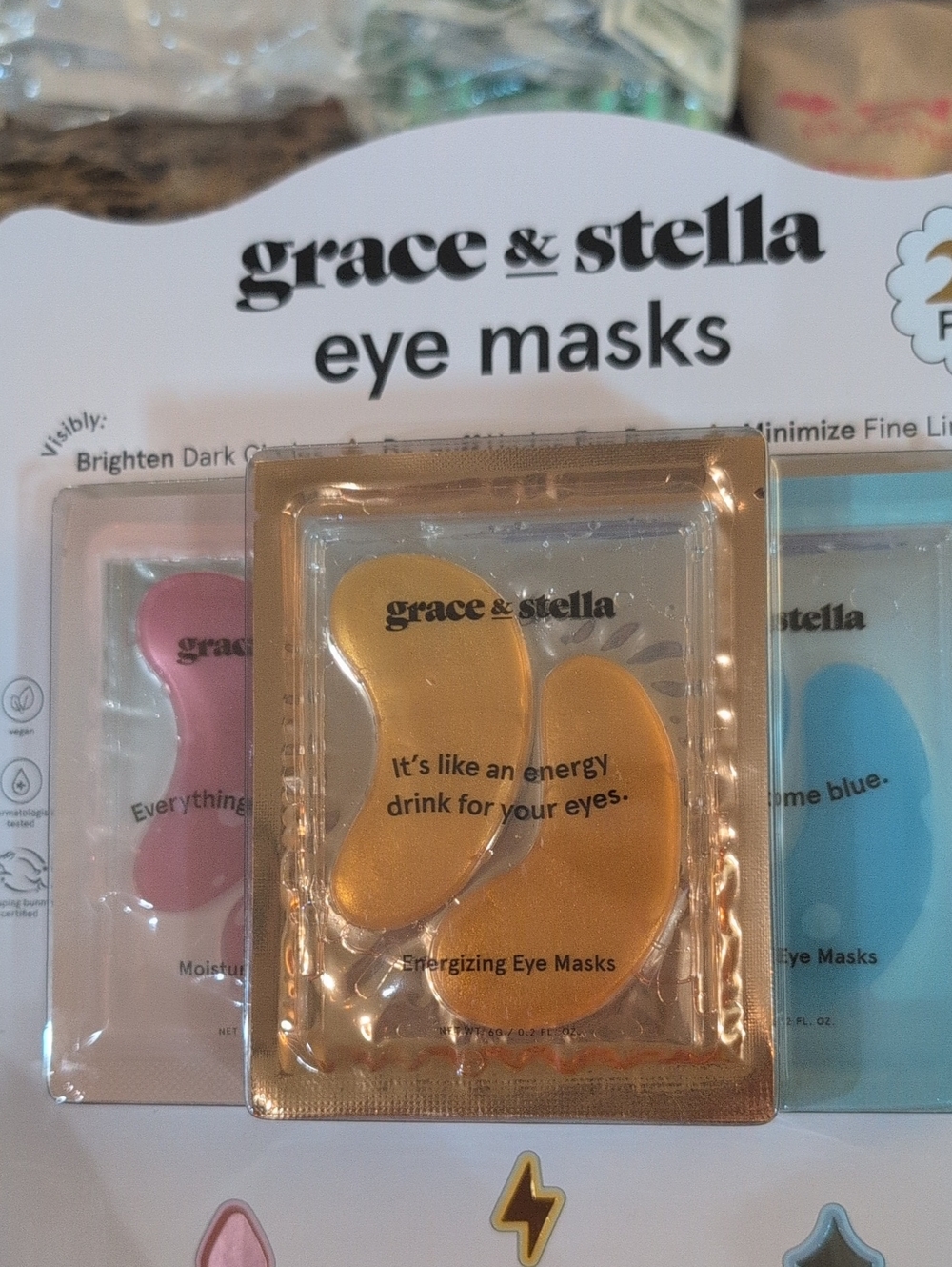 grace & stella Gold Energizing Eye Masks - Hydrating Under-Eye Treatment